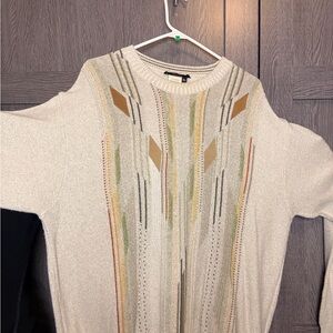 Elegant Cream Sweater with Multicolor Accents